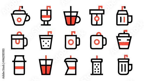 Modern flat linear conceptual icons perfect for business web design app development marketing graphics and professional visual content creation