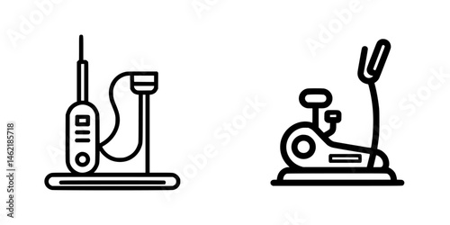 Vector illustration of a fitness equipment icon depicting a stationary bike and a heart rate monitor