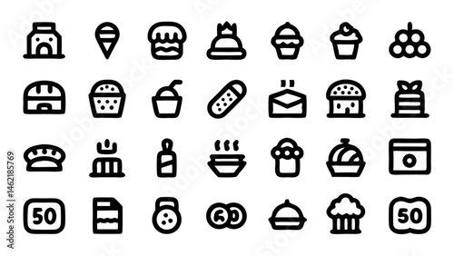Set of vector icons in flat line style designed to enhance user interface design with a modern and clean aesthetic.