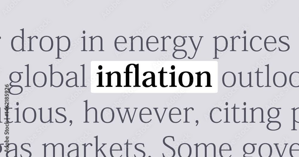 Word Inflation in the news titles across international media, overview of news, changing media headlines with Inflation theme, loop footage