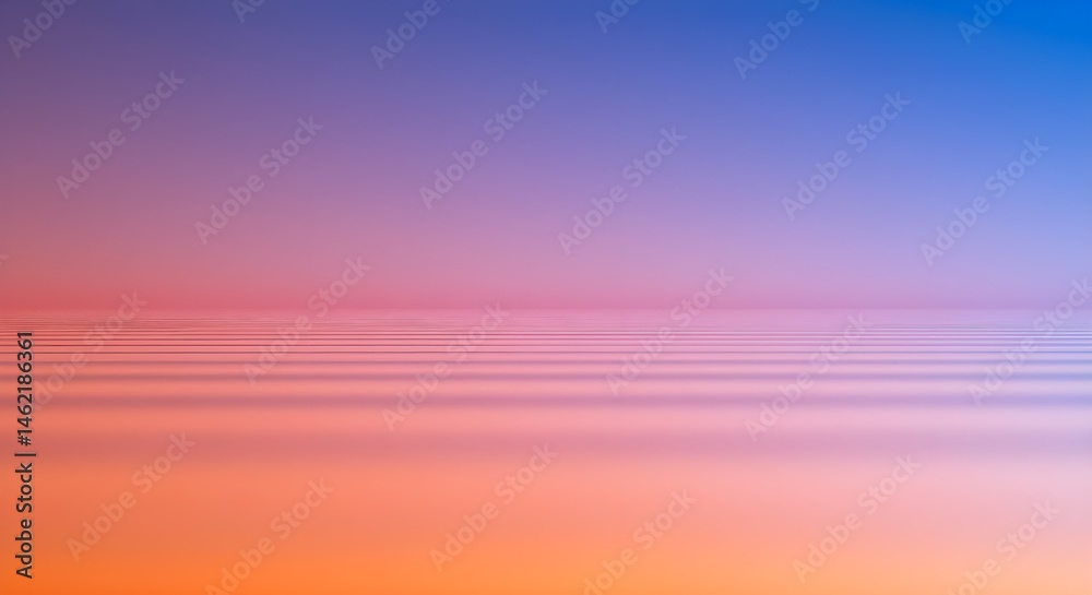 Pastel sunset over calm water. Soft hues of pink, orange, and purple create a serene atmosphere.