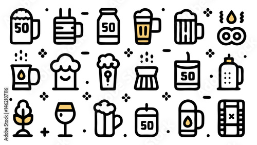 Set of conceptual icons vector icons in flat linear design for user interface applications