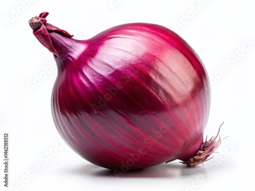 Fresh Red Onion on White Background – Vibrant Culinary Ingredient Stock Photo