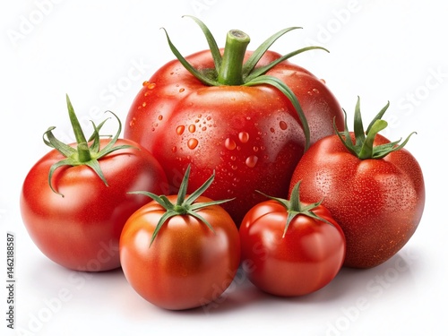 Fresh Ripe Tomatoes Isolated on White Background - Perfect for Food Photography