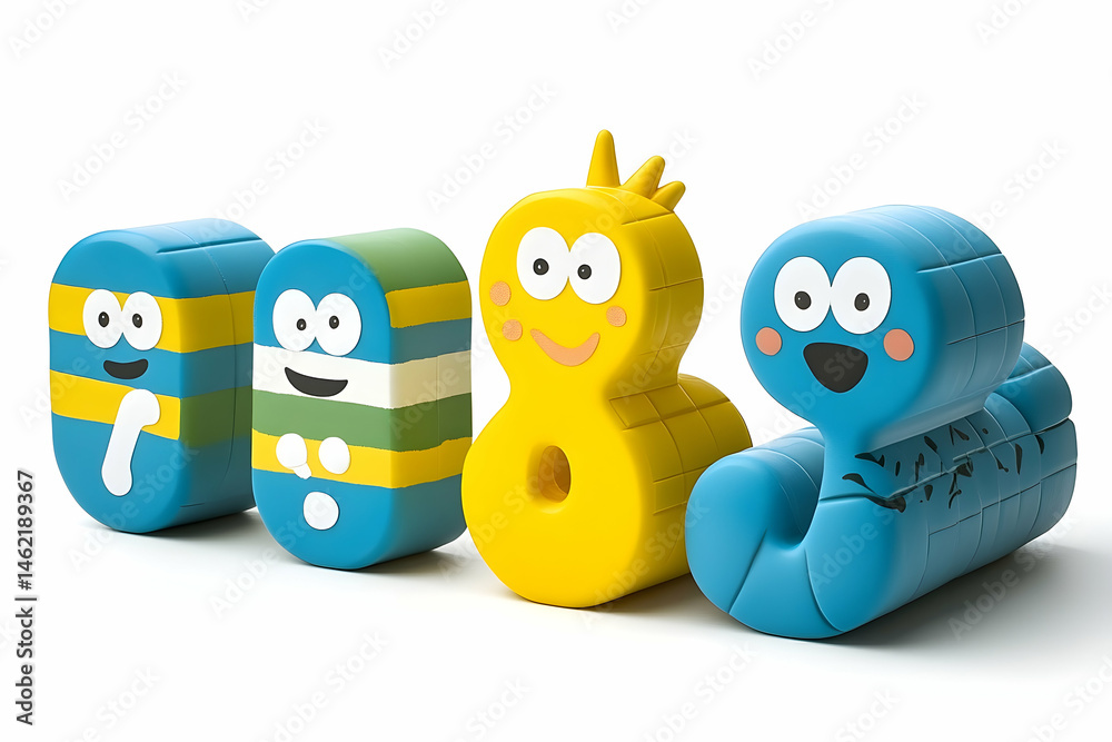 Obraz premium Colorful cartoon numbers educational toys