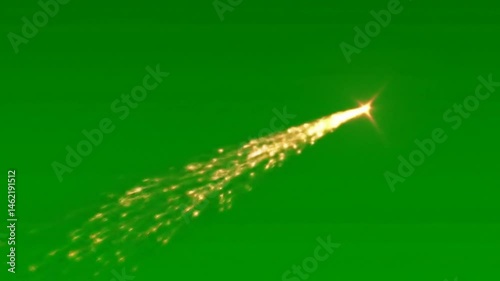 Shooting star transparent background with green screen for video editing backgrounds, special effects, virtual events, and movie production projects.