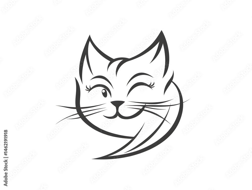 Modern Minimalist Cat Logo: Playful Line Art Illustration for Pet Lovers and Animal Care Industries Modern Minimalist Cat Logo: Playful Line Art Illustration for Pet Lovers and Animal Care Industries