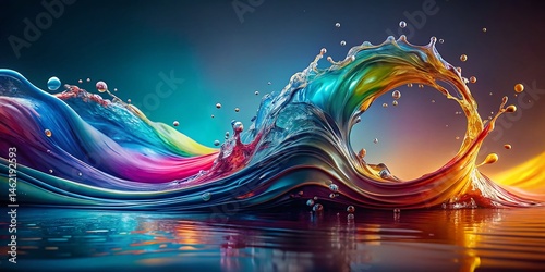 Futuristic Colorful Water Splash: Abstract Long Exposure Wave Photography
