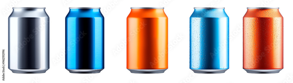 A vibrant collection of colorful beverage cans arranged neatly. Each can features a unique design, showcasing the artistry in modern drink packaging.
