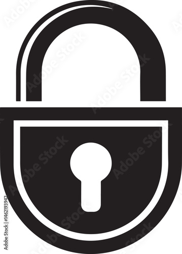 Padlock Silhouette in Black | Vector Design for Privacy and Lock Concepts