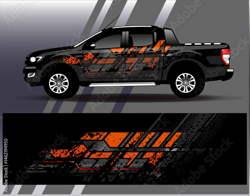 Car wrap design vector. Graphic abstract stripe racing background designs for vehicle, rally, race, adventure and car racing livery