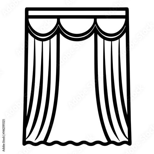 blue curtain with a white background
