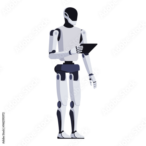 AI humanoid robot using a tablet