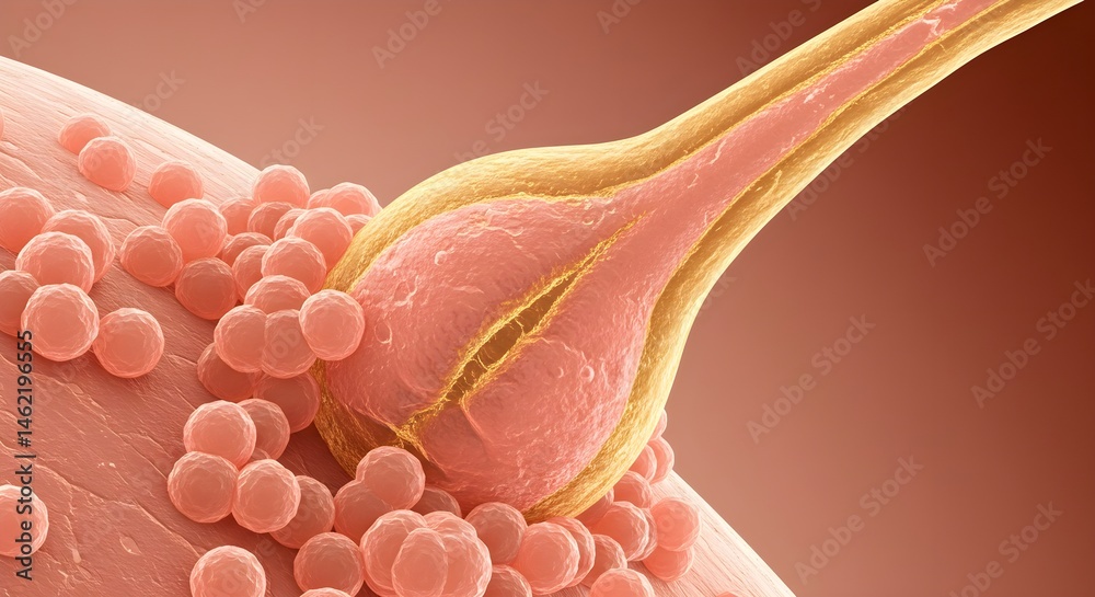 Microscopic view of sperm fertilizing an egg.