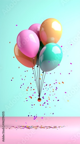 Pastel balloons with confetti