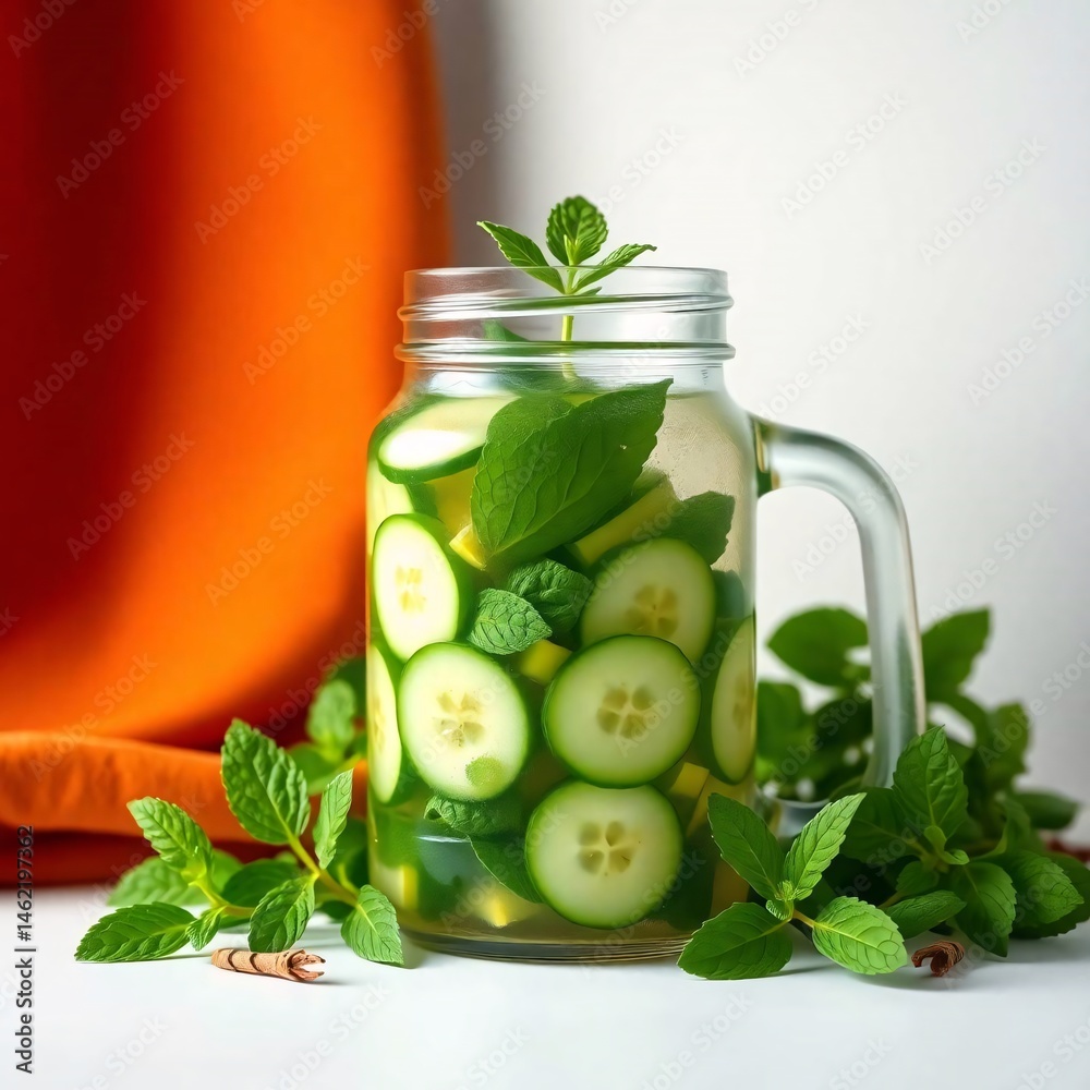 Fototapeta premium Cucumber Mint Infused Water: Refreshing Summer Hydration