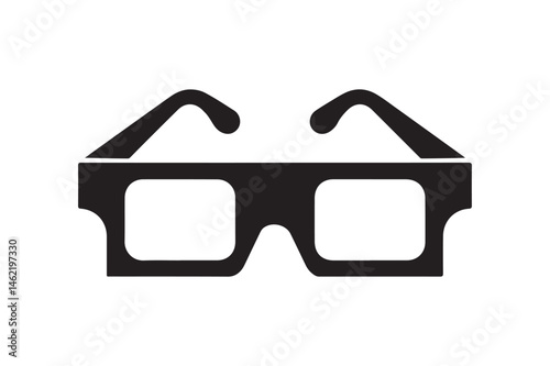 Simple black and white 3D glasses outline drawing