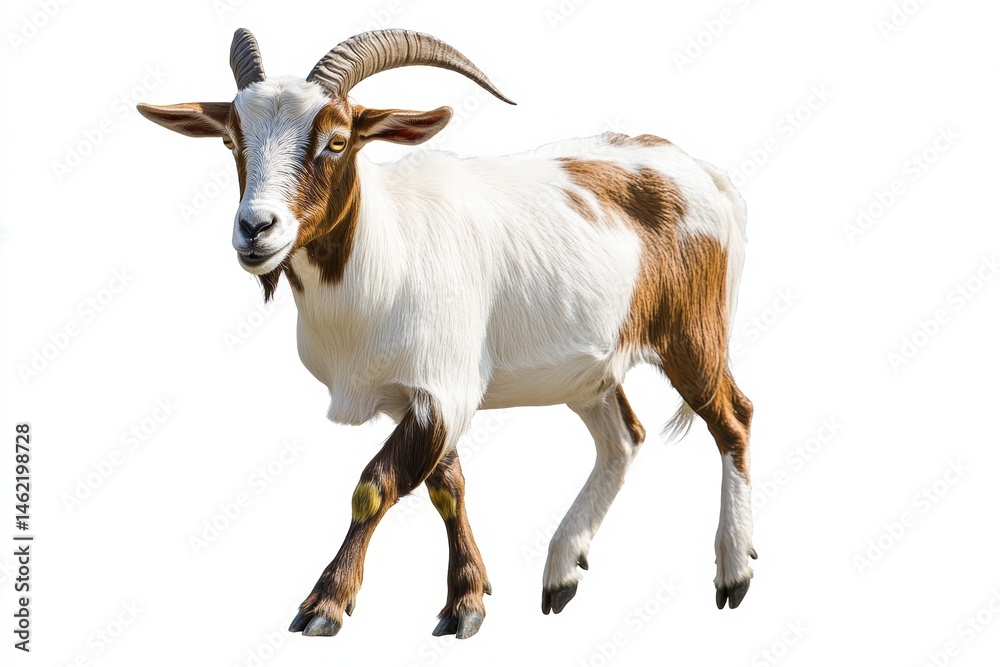 Sacrificial goat in stunning detail, white background, ideal for religious and farming concepts Sacrificial goat in stunning detail, white background, ideal for religious and farming concepts