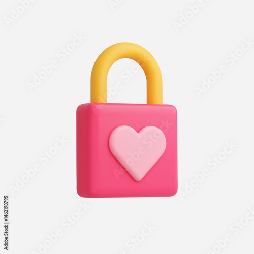 3d Realistic of a love padlock or heart lock vector illustration