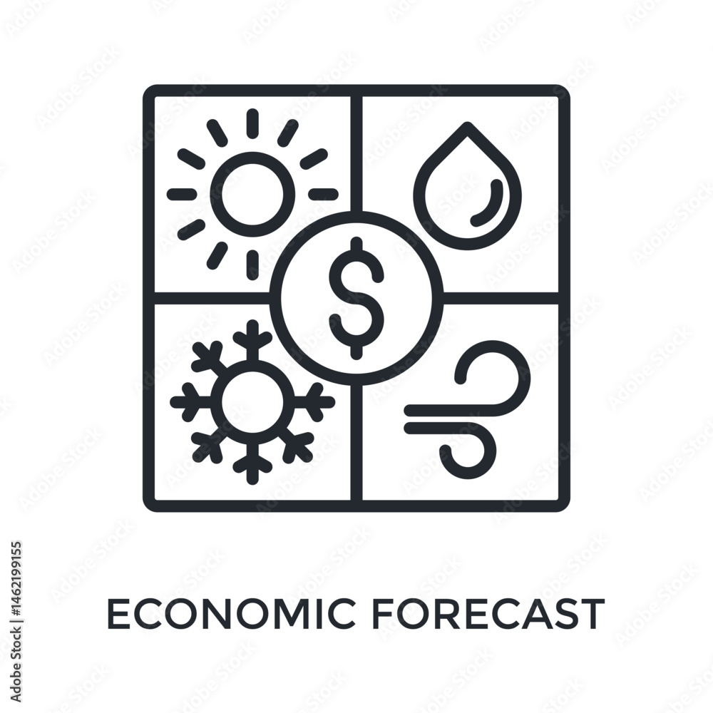 Economic Forecast Icon Outline Style. Vector Illustration For Graphic Design Economic Forecast Icon Outline Style. Vector Illustration For Graphic Design