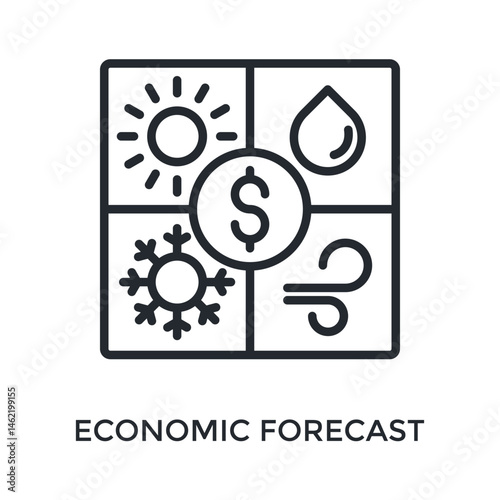 Economic Forecast Icon Outline Style. Vector Illustration For Graphic Design