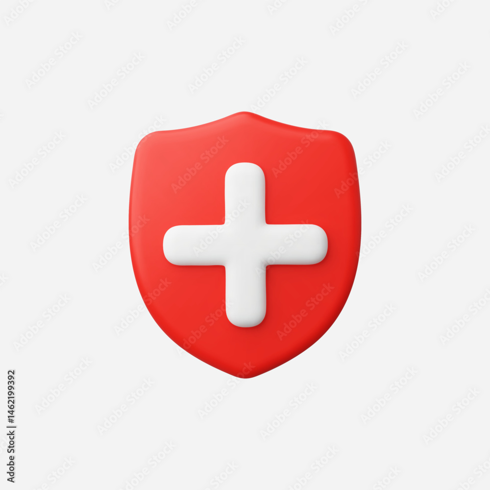 Fototapeta premium 3d Realistic Medical health protection shield cross Vector illustration