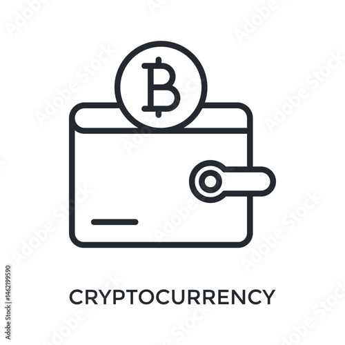 Cryptocurrency Icon Outline Style. Vector Illustration For Graphic Design