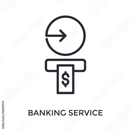Banking Service Icon Outline Style. Vector Illustration For Graphic Design