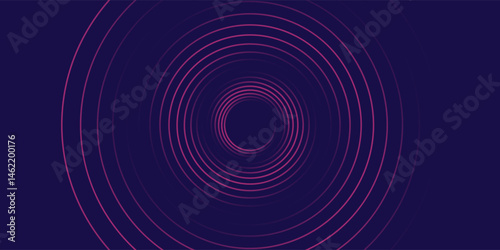 Abstract dark blue modern futuristic banner background. Glowing pink oval lines pattern design. Swirl ellipse lines element.