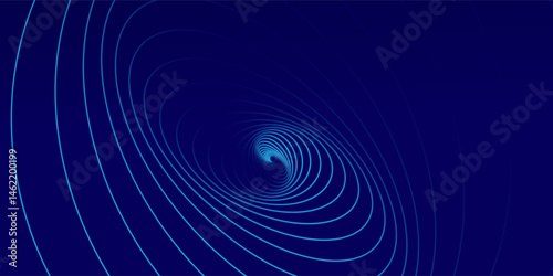 Abstract blue background with glowing curved lines. Shiny blue swirl curve lines design. Spiral lines. Geometric oval pattern. Futuristic technology concept. Vector illustration
