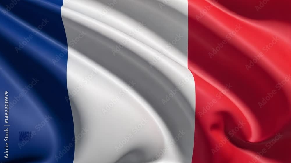 France flag waving animation video background for french national day and patriotic presentations