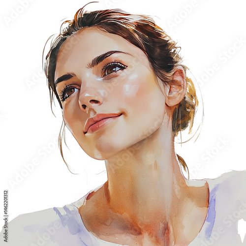 Elegant portrait of a woman with thoughtful expression against a black background