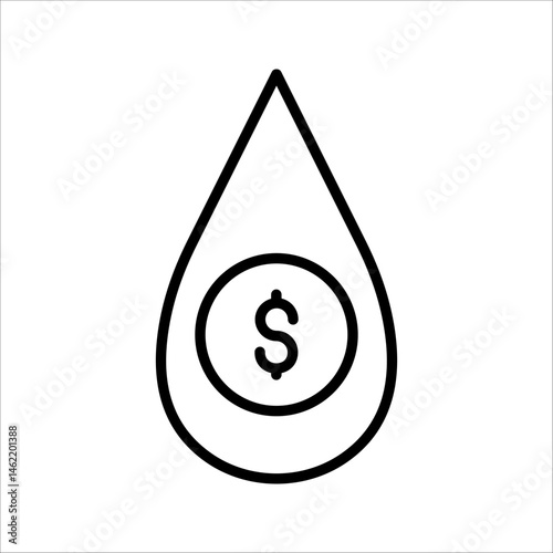 Water rate Icon Symbol isolated white background. vector illustration. color editable.
