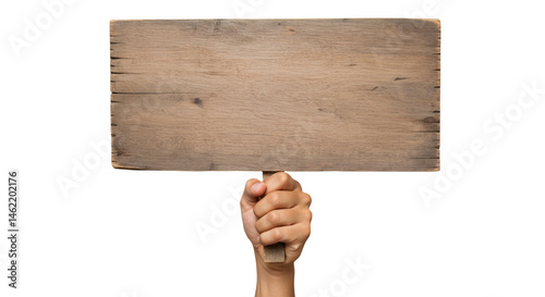 Obraz na płótnie Hand holding a blank wooden sign. Perfect for your message! w salonie
