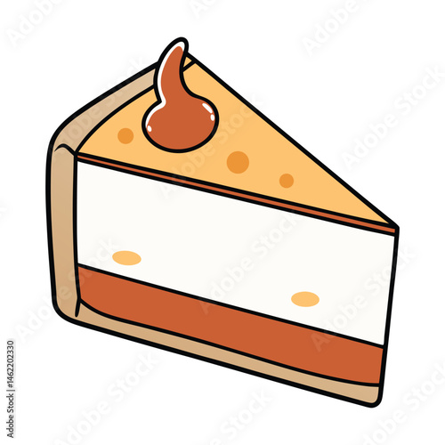 Cheesecake slice dessert on white background