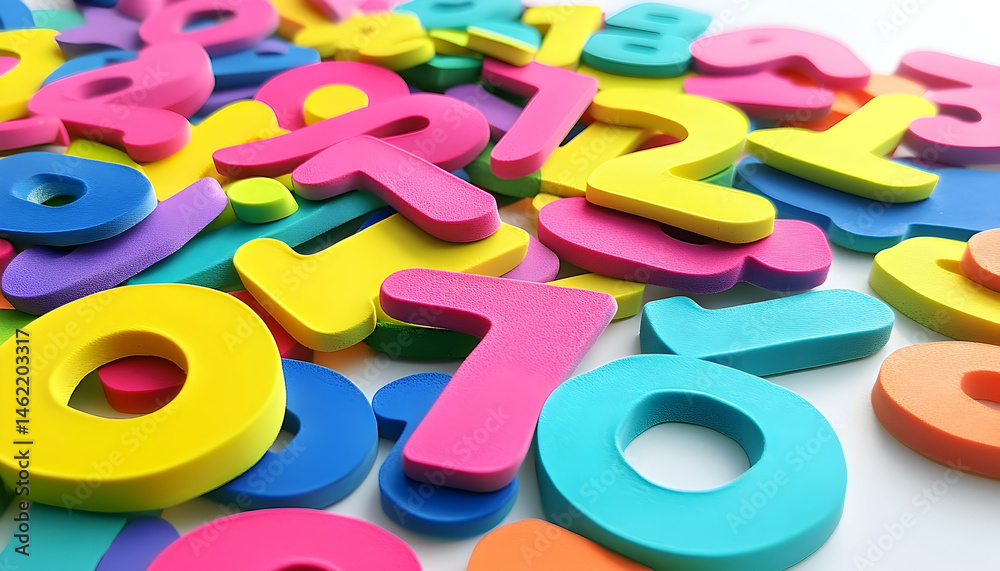Fototapeta premium Colorful foam numbers and letters