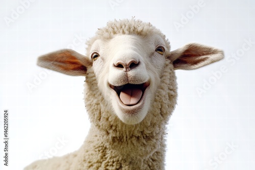 Ultra-realistic sheep face isolated on white, perfect for any project