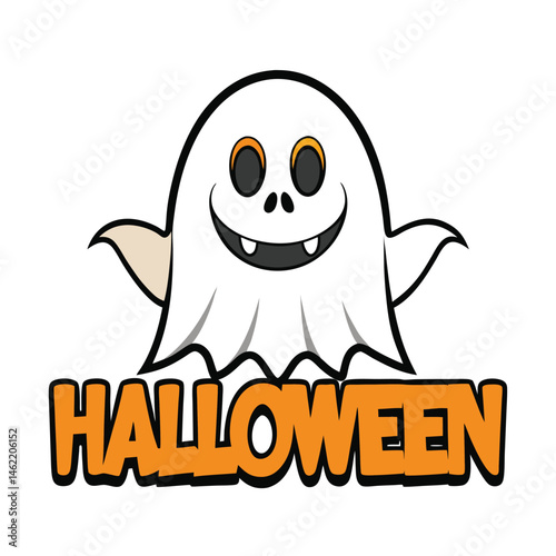 Halloween ghost logo on white background
