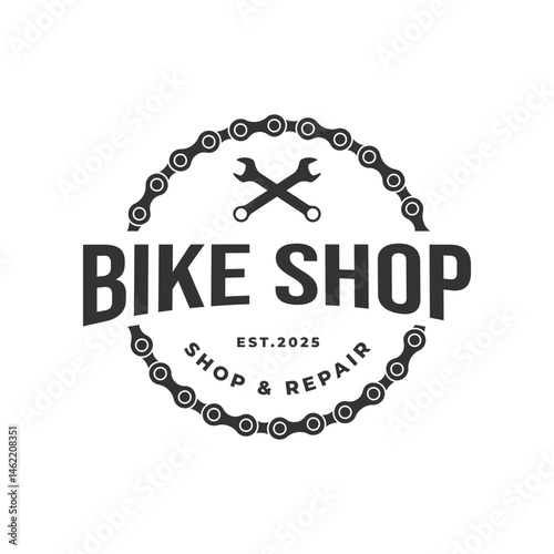 bicycle logo vector illustration badge design, bicycle shop repair logo