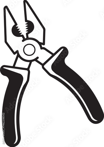 Pair of Pliers Silhouette Vector | Black Vector Art Illustration for Tool and Hardware