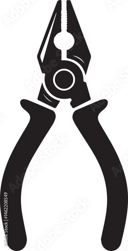 Pair of Pliers Silhouette Vector | Black Vector Art Illustration for Tool and Hardware