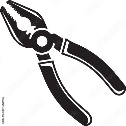 Pair of Pliers Silhouette Vector | Black Vector Art Illustration for Tool and Hardware