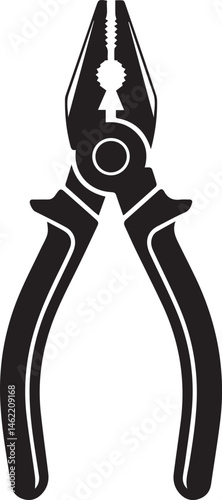 Pair of Pliers Silhouette Vector | Black Vector Art Illustration for Tool and Hardware