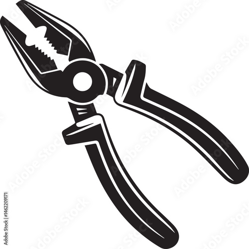 Pair of Pliers Silhouette Vector | Black Vector Art Illustration for Tool and Hardware