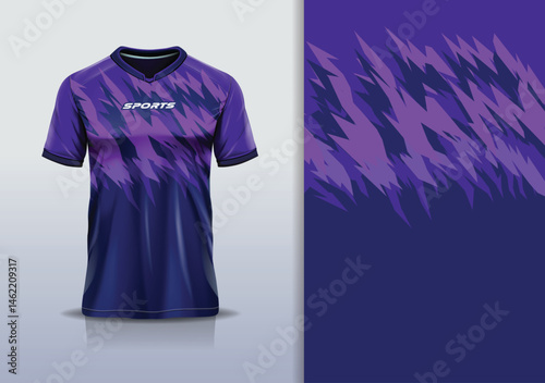 T-shirt mockup abstract texture grunge texture sport jersey design for football, soccer, racing, esports, running, purple color