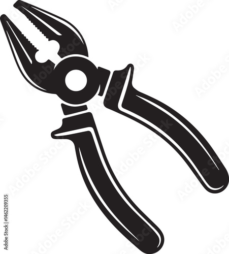 Pair of Pliers Silhouette Vector | Black Vector Art Illustration for Tool and Hardware