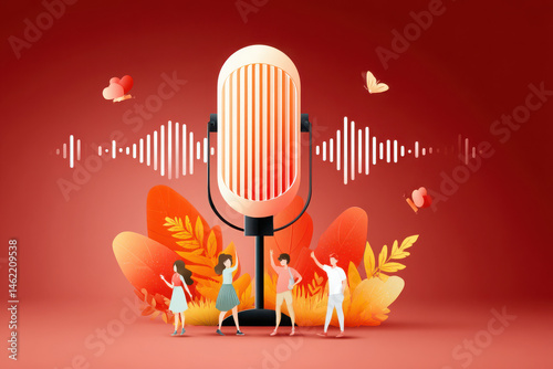 vibrant celebration of international podcast day showcasing creative fusion of sound waves and visual art