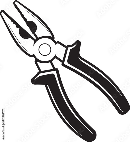 Pair of Pliers Silhouette Vector | Black Vector Art Illustration for Tool and Hardware