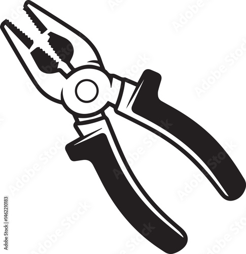 Pair of Pliers Silhouette Vector | Black Vector Art Illustration for Tool and Hardware