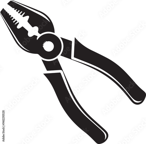 Pair of Pliers Silhouette Vector | Black Vector Art Illustration for Tool and Hardware